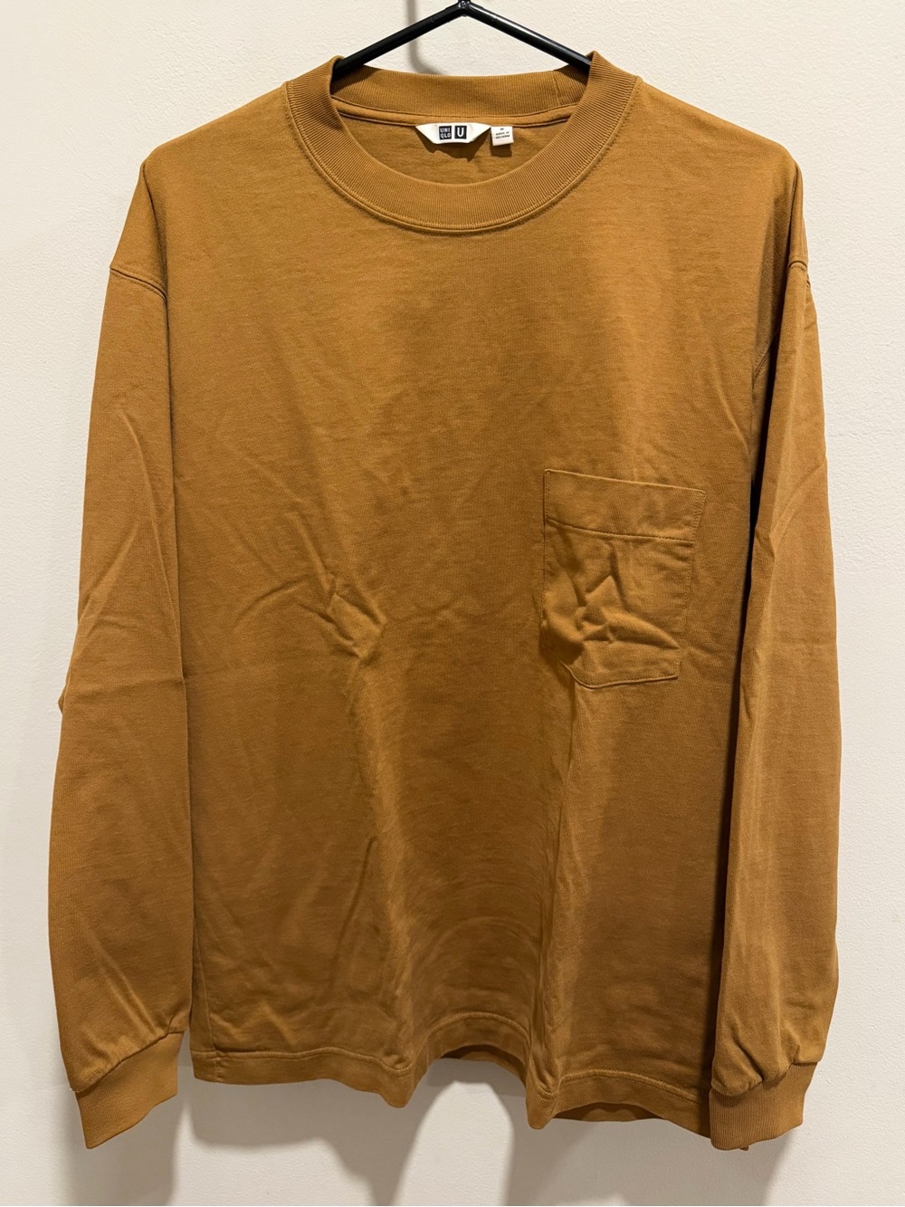Uniqlo Size Medium Soft Brushed Long Sleeve T Shirt Light Brown Neutral Basic